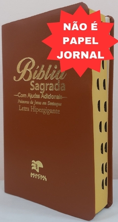 Bíblia sagrada com ajudas adicionais letra hipergigante - capa luxo caramelo