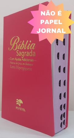 Bíblia sagrada letra hipergigante - capa luxo pink lisa