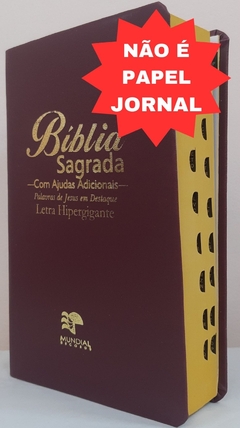 Bíblia sagrada com ajudas adicionais letra hipergigante - capa luxo vinho