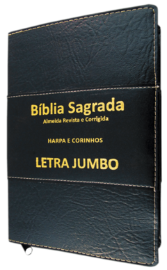 Bíblia com harpa letra jumbo - capa ziper preta