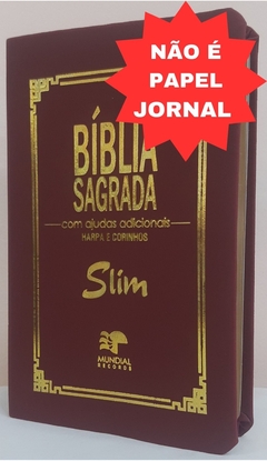 Bíblia sagrada slim revista e corrigida com harpa - capa luxo vinho