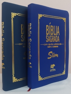 Kit 2 biblia slim ultrafina com ajudas adicionais - capa luxo azul marinho + azul royal - comprar online