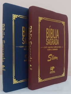 Kit 2 biblia slim ultrafina com ajudas adicionais - capa luxo azul marinho + vinho - comprar online