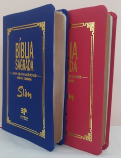 Biblia slim para o casal - capa luxo azul royal + pink - comprar online