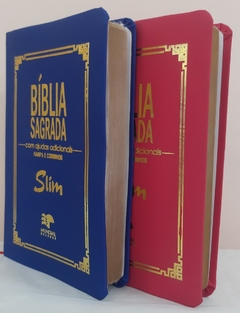 Kit 2 biblia slim ultrafina com ajudas adicionais - capa luxo azul royal + pink