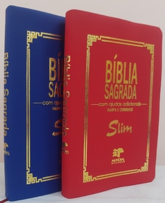 Kit 2 biblia slim ultrafina com ajudas adicionais - capa luxo azul royal + vermelha - comprar online