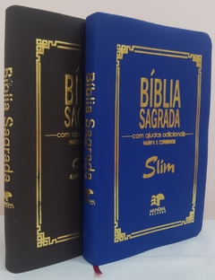 Biblia slim para o casal - capa luxo marrom + azul royal na internet