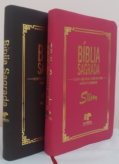 Biblia slim para o casal - capa luxo marrom + pink na internet