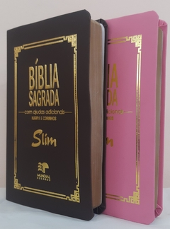 Biblia slim para o casal - capa luxo marrom + rosa - comprar online