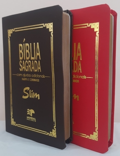 Biblia slim para o casal - capa luxo marrom + vermelha - comprar online