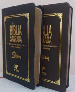 Biblia slim para o casal - capa luxo preta + marrom - comprar online