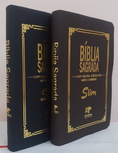 Kit 2 biblia slim ultrafina com ajudas adicionais - capa luxo preta + marrom - comprar online
