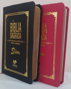 Kit 2 biblia slim ultrafina com ajudas adicionais - capa luxo preta + pink