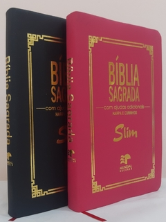 Kit 2 biblia slim ultrafina com ajudas adicionais - capa luxo preta + pink - comprar online