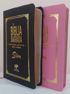 Biblia slim para o casal - capa luxo preta + rosa - comprar online
