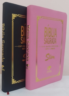 Biblia slim para o casal - capa luxo preta + rosa na internet