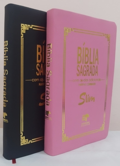 Kit 2 biblia slim ultrafina com ajudas adicionais - capa luxo preta + rosa - comprar online