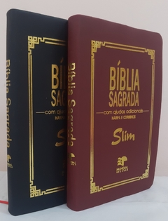 Kit 2 biblia slim ultrafina com ajudas adicionais - capa luxo preta + vinho - comprar online