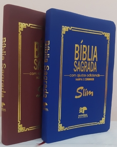 Kit 2 biblia slim ultrafina com ajudas adicionais - capa luxo vinho + azul royal - comprar online