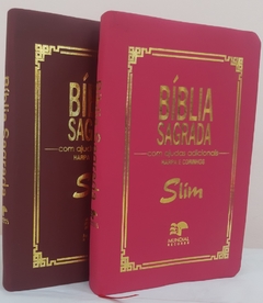 Kit 2 biblia slim ultrafina com ajudas adicionais - capa luxo vinho + pink - comprar online