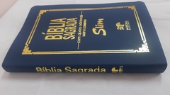 Bíblia sagrada slim revista e corrigida com harpa - capa luxo azul marinho na internet