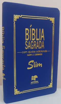 Bíblia sagrada slim revista e corrigida com harpa - capa luxo azul royal - comprar online