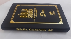Bíblia slim ultrafina com ajudas adicionais e harpa - capa luxo preta na internet