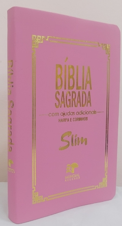 Bíblia slim com ajudas adicionais e harpa - capa luxo rosa - comprar online