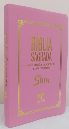 Bíblia sagrada slim revista e corrigida com harpa - capa luxo rosa - comprar online