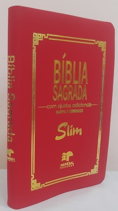 Bíblia slim ultrafina com ajudas adicionais e harpa - capa luxo vermelha - comprar online