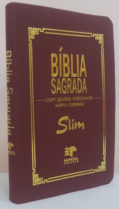 Bíblia slim com ajudas adicionais e harpa - capa luxo vinho - comprar online