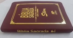 Bíblia slim ultrafina com ajudas adicionais e harpa - capa luxo vinho na internet