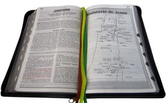 Biblia devocional de estudo - capa com ziper verde máscara