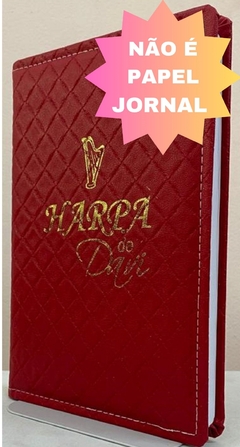 Harpa de Davi grande - capa luxo almofadada vermelha quadriculada