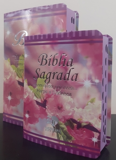 Kit bíblia sagrada mãe e filha floral primavera
