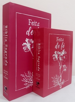 Kit mãe e filha - biblia sagrada com ajudas adicionais e harpa capa dura feita de fé na internet