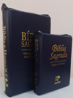 Kit bíblia sagrada mãe & filha - capa com ziper azul marinho - comprar online