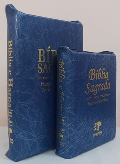 Kit bíblia sagrada pai & filho - capa com ziper indigo raiz - comprar online