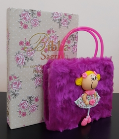 Kit bíblia sagrada mãe & filha - biblia capa luxo romantic bege + biblia boneca roxa - comprar online