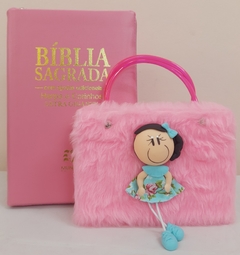 Kit bíblia sagrada mãe & filha - biblia capa com ziper rosa + biblia boneca rosa