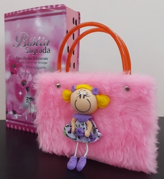 Kit bíblia sagrada mãe e filha - biblia capa luxo flor do campo + biblia boneca rosa