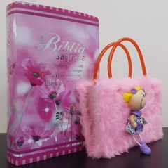 Kit bíblia sagrada mãe e filha - biblia capa luxo flor do campo + biblia boneca rosa - comprar online