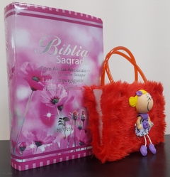 Kit bíblia sagrada mãe e filha - biblia capa luxo flor do campo + biblia boneca vermelha - comprar online
