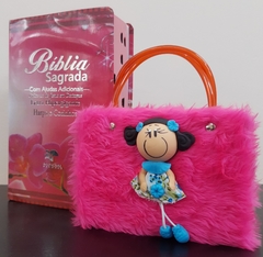 Kit bíblia sagrada mãe e filha - biblia capa luxo floral orquidea + biblia boneca pink