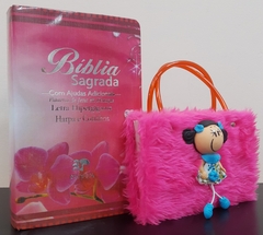 Kit bíblia sagrada mãe e filha - biblia capa luxo floral orquidea + biblia boneca pink - comprar online