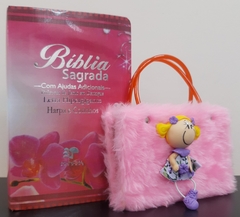 Kit bíblia sagrada mãe e filha - biblia capa luxo floral orquidea + biblia boneca rosa - comprar online