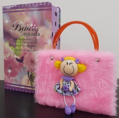 Kit bíblia sagrada mãe e filha - biblia capa luxo floral primavera + biblia boneca rosa