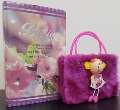 Kit bíblia sagrada mãe e filha - biblia capa luxo floral primavera + biblia boneca roxa - comprar online