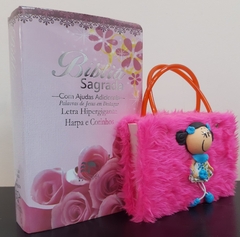 Kit bíblia sagrada mãe e filha - biblia capa luxo floral rosas + biblia boneca pink - comprar online