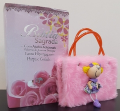 Kit bíblia sagrada mãe e filha - biblia capa luxo floral rosas + biblia boneca rosa - comprar online
